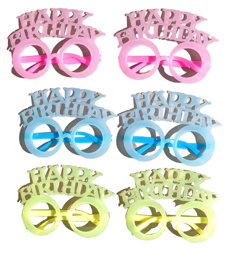 FAVELA Neon Happy Birthday Goggles Props Specs Funny Glasses for Return Gifts, Nightclub Fun, Fluorescent Glasses, Party Favours, Wedding Favours for Kids, Adults (Pack of 6) - Image 5