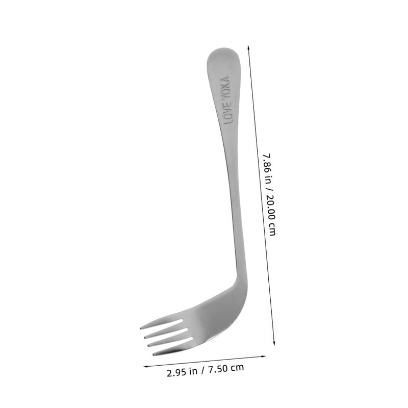 Angled Spoon Fork Self Feeding Utensils Lightweight Tableware For Elderly Disabled Silver - Image 3