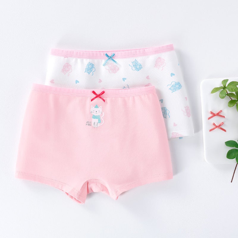 Girls Cotton Cartoon Briefs Antibacterial Kids Underwear GD201# Boxers/2 Pack 