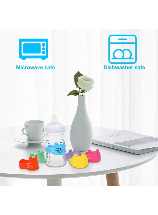 FORETOO Baby Bottle Labels for Daycare, Durable Writable Reusable Food -Grade Silicone 6 Pack Baby Bottle Labels with Dry Erase Marker Foretoo  - Image 4
