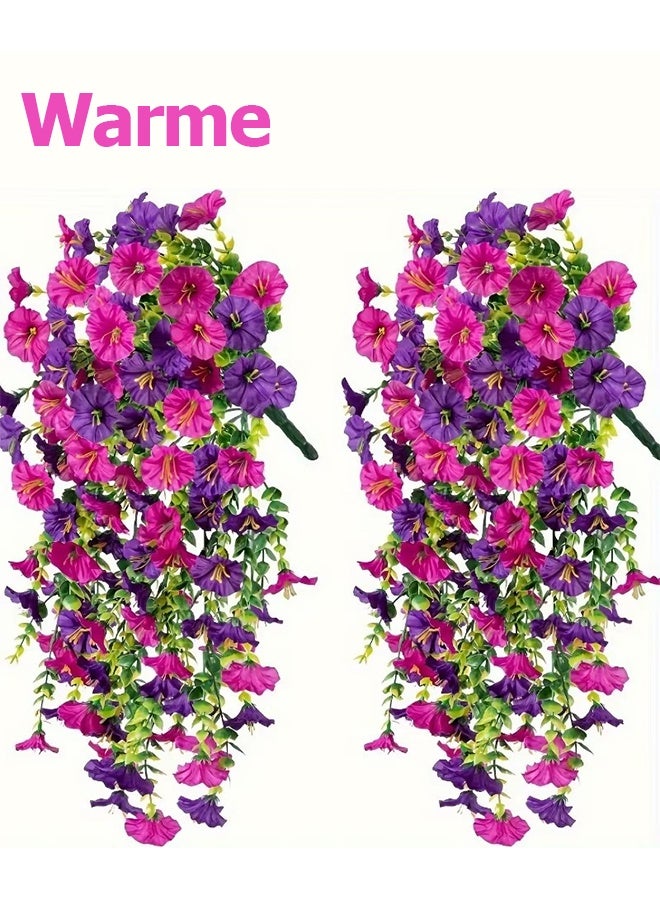 Warme 2Pcs Artificial Flowers 75CM Hanging Fake Plant for Home Decor Garden Wedding Decoration Flower Basket Garland Wall Accessories - Image 1