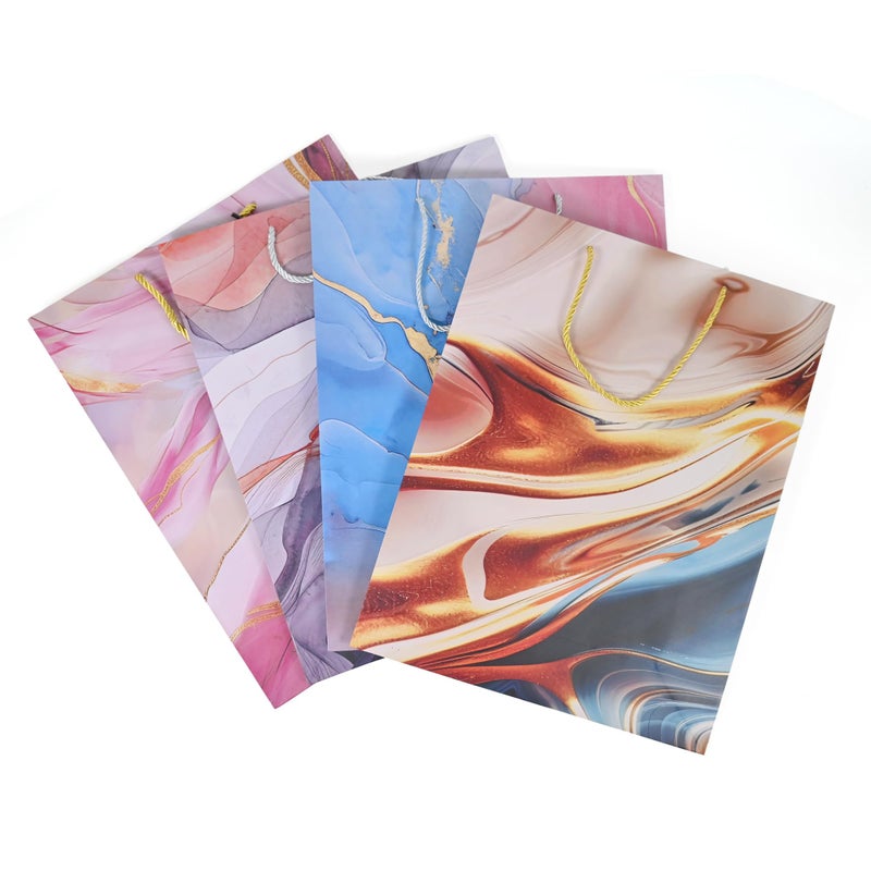 BeFunky 40x32x12 cm Gift Bags Large Size, Premium Marble Designs Gift Bags for Fathers Day, Mother's Day, Valentine's Day, Birthday, Wedding, Party Favors (Pack of 8) - Image 1