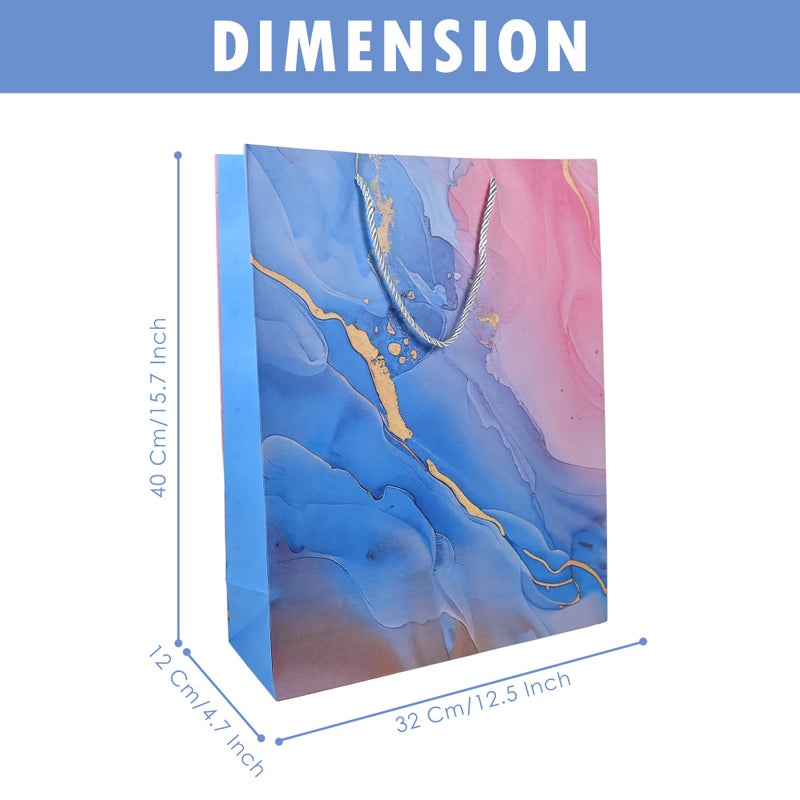 BeFunky 40x32x12 cm Gift Bags Large Size, Premium Marble Designs Gift Bags for Fathers Day, Mother's Day, Valentine's Day, Birthday, Wedding, Party Favors (Pack of 8) - Image 2