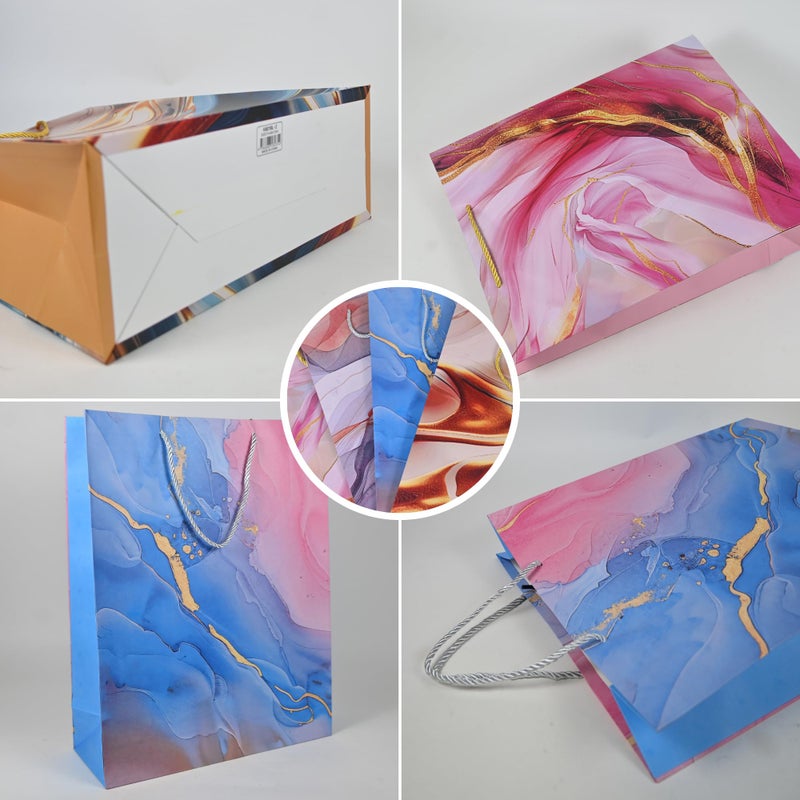 BeFunky 40x32x12 cm Gift Bags Large Size, Premium Marble Designs Gift Bags for Fathers Day, Mother's Day, Valentine's Day, Birthday, Wedding, Party Favors (Pack of 8) - Image 4