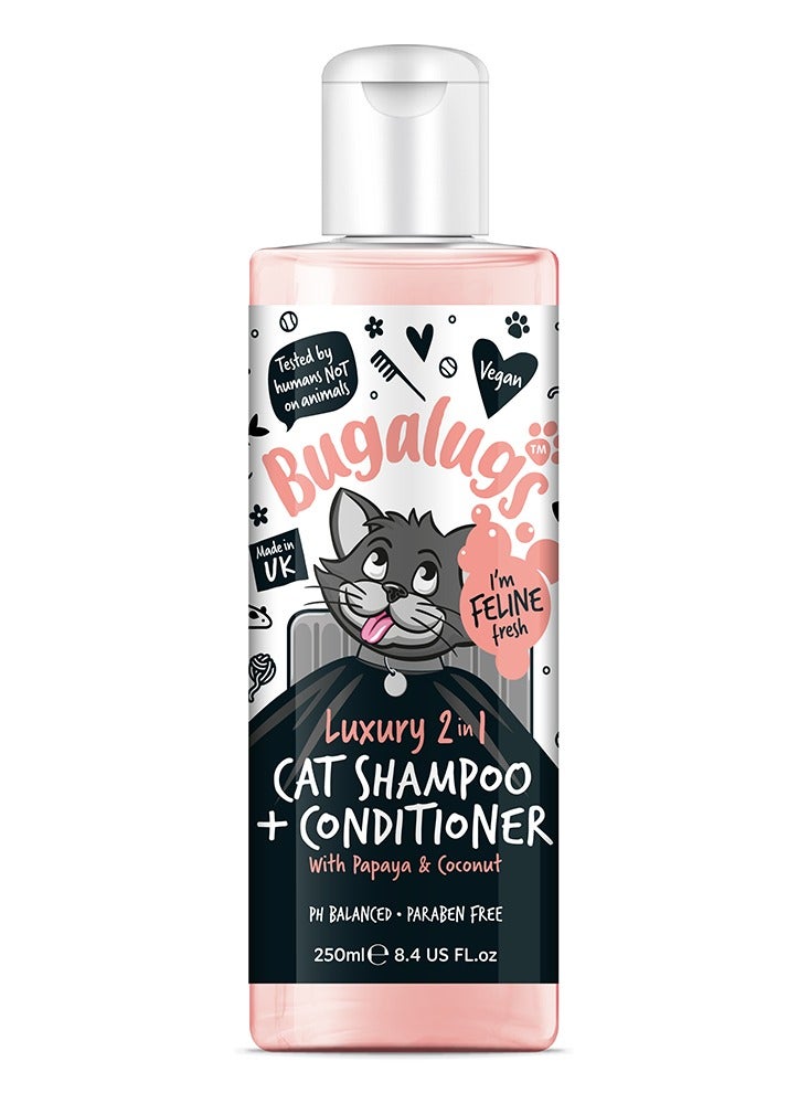 Bugalugs Luxury 2 In 1 Papaya And Coconut Cat Shampoo And Conditioner 250ml (8.4 Fl Oz) - Image 1