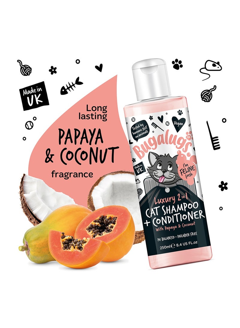 Bugalugs Luxury 2 In 1 Papaya And Coconut Cat Shampoo And Conditioner 250ml (8.4 Fl Oz) - Image 2