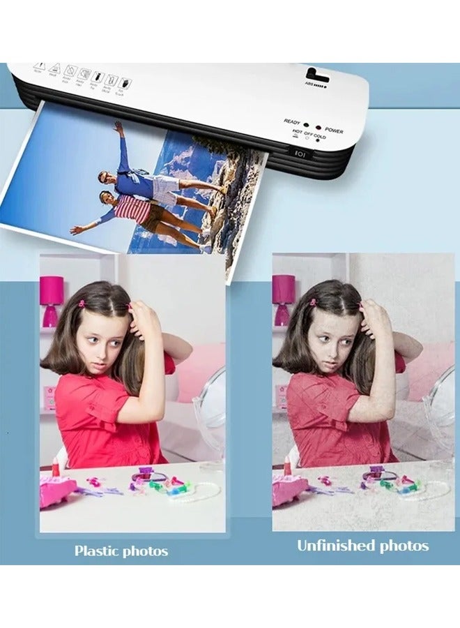 ZCM-HAPPY A4 Photo Document Laminator Machine with Hot and Cold Modes, ABS Anti Jam Button, 80-125 Mic Laminating Machine for Photos, Postcards and Letters, Portable and Quick Preheat for Home and Office Use - Image 4