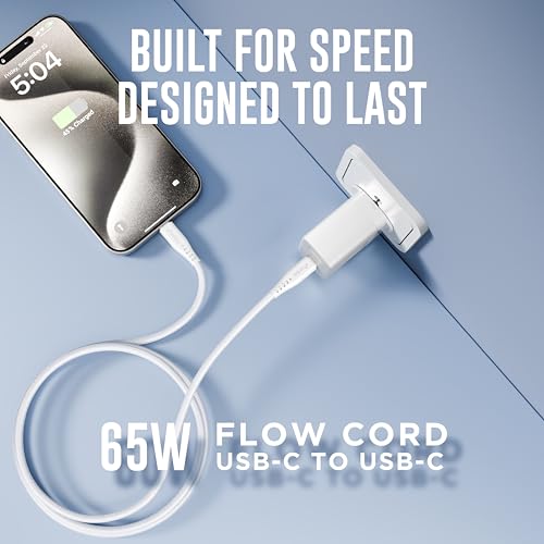 URBN Flow Cord 65W Super Fast Charging Cable | Type C to C | Supports Apple Car Play & Android Auto| Super Fast Charging and Data Transfer | Nylon Mesh Braided 1.5 Meter | 6 Months Warranty (White) - Image 4