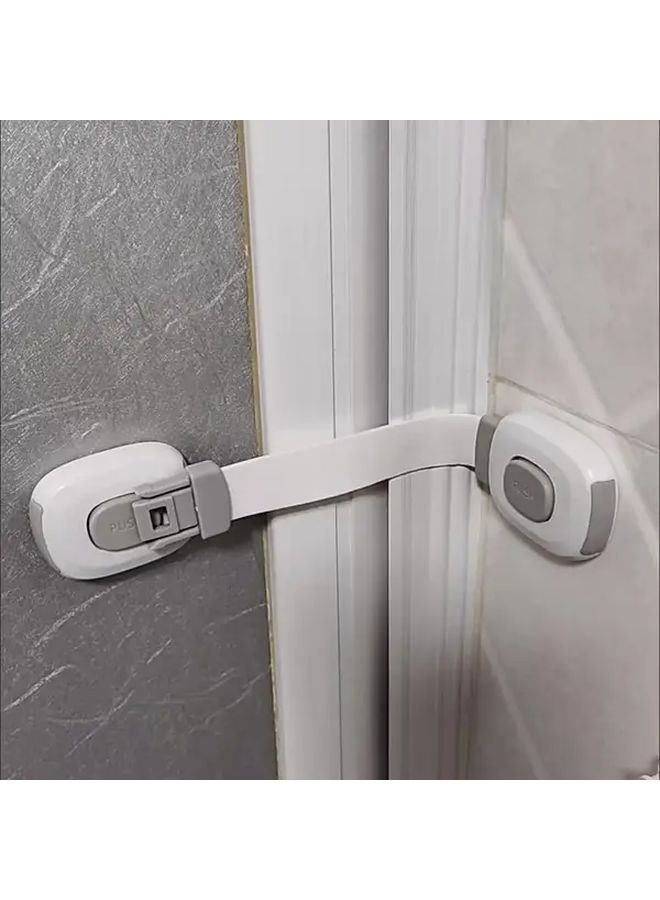 Gray Two Piece RV Drawer Lock Single Lever Button Operated For Protection - Image 3