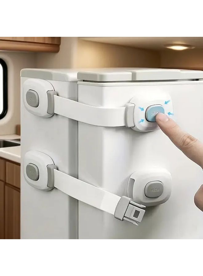 Gray Two Piece RV Drawer Lock Single Lever Button Operated For Protection - Image 1