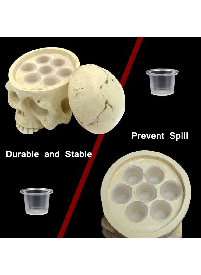 CINRA Tattoo Ink Cup Holder, 7 Holes Hard Resin Skull Tattoo Ink Pigment Cap Cup Holder Stand for Permanent Makeup Tattoo Tools Accessories Supplies - Image 4