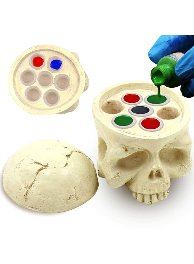 CINRA Tattoo Ink Cup Holder, 7 Holes Hard Resin Skull Tattoo Ink Pigment Cap Cup Holder Stand for Permanent Makeup Tattoo Tools Accessories Supplies - Image 1