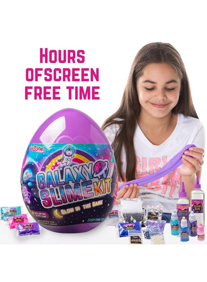 GirlZone Egg Surprise Galaxy Slime Kit for Girls, 39 Pieces to Make Glow in The Dark Slime, DIY Slime with Glitter, Fun Slime Kits for Girls 10-12 - Image 2
