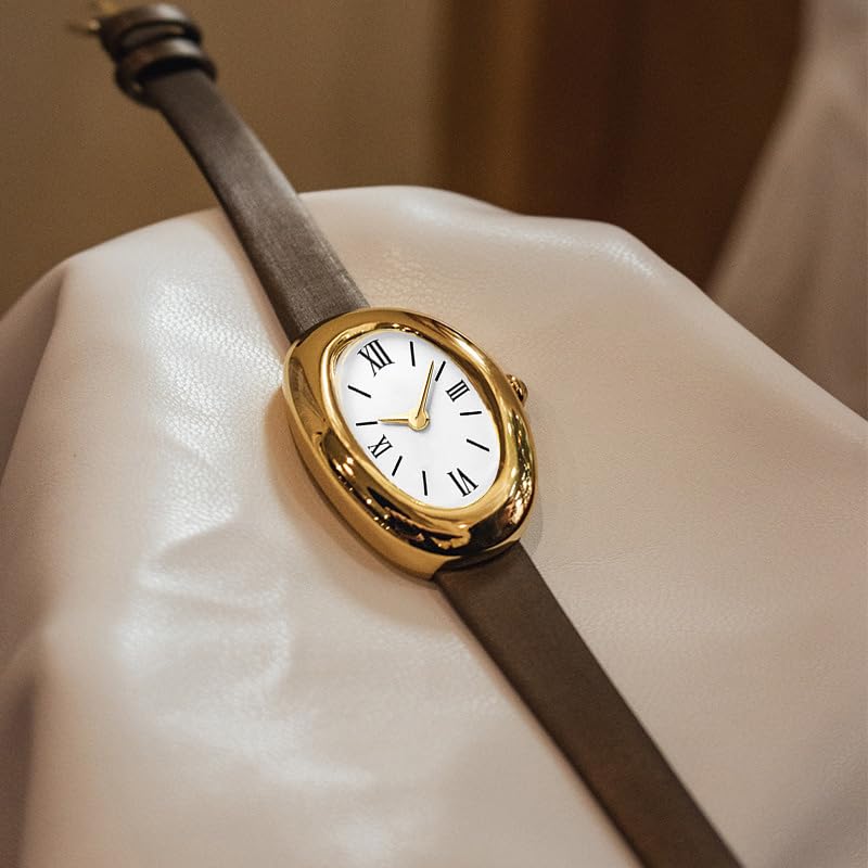 MASTOP Bracelet Watch for Women - Elegant 24mm Oval Dial Bangle Watch - Gold Jewelry Style Quartz Wristwatch - Gift for Her (Coffee B) - Image 5