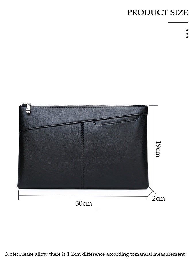DUNISO Men's Clutch bag Leather Solid Color Fashion Multifunctional bag Large-Capacity Soft  Clutch for Business Commuting, Durable and Waterproof   Envelope Handbag for  Bank Card, Mobile Phone,Cigarette - Image 2