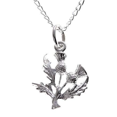 Alexander Castle 925 Sterling Silver Scottish Thistle Necklace - 15mm x 15mm Pendant with 18" Silver Chain & Jewelry Gift Box - Scottish Gifts for Women - Image 1