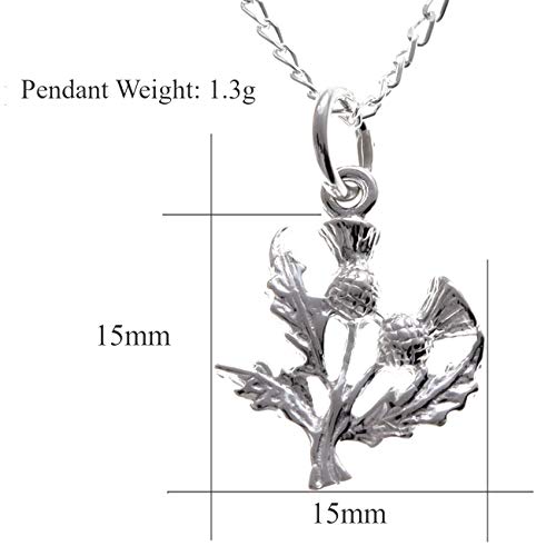 Alexander Castle 925 Sterling Silver Scottish Thistle Necklace - 15mm x 15mm Pendant with 18" Silver Chain & Jewelry Gift Box - Scottish Gifts for Women - Image 4