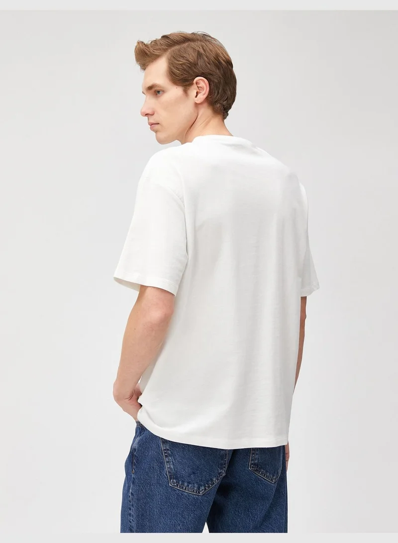 كوتون Oversized T-Shirt Race Themed Printed Crew Neck Short Sleeve
