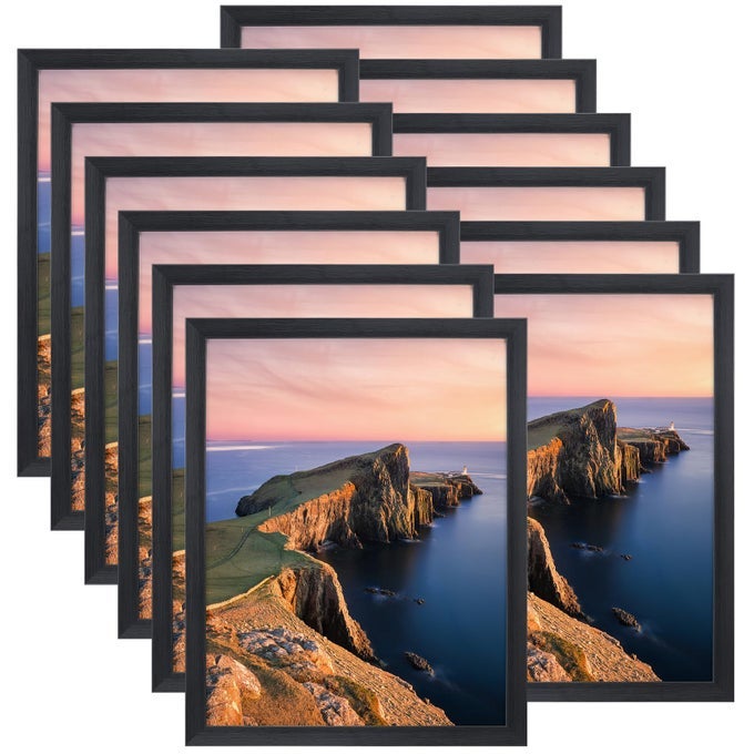 BLACK 11X14 PICTURE FRAME BULK MULTI 11 X 14 PHOTO FRAMES SET FOR WALL HANGING OR TABLETOP 12 PACK