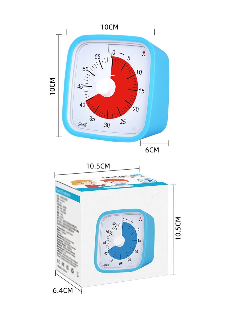 Manual Visual Timer Alarm Clock Suitable For Kitchen Study Etc. (Blue Shell Red Dial)  - Image 2