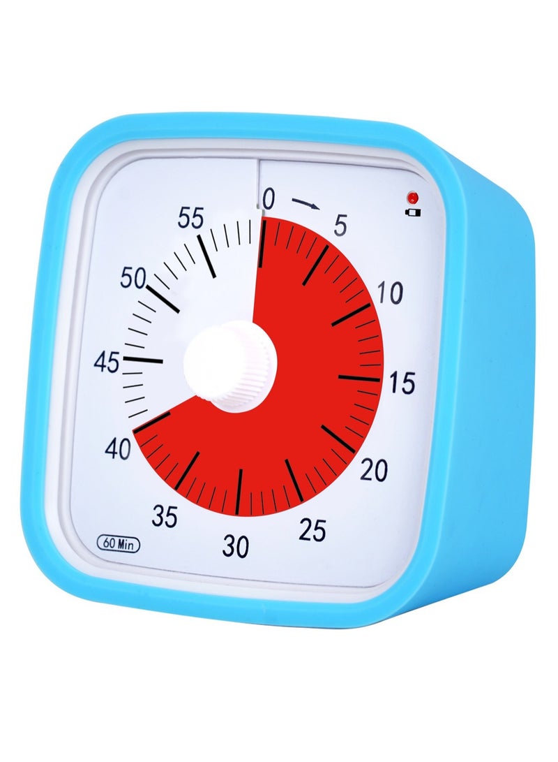 Manual Visual Timer Alarm Clock Suitable For Kitchen Study Etc. (Blue Shell Red Dial)  - Image 1