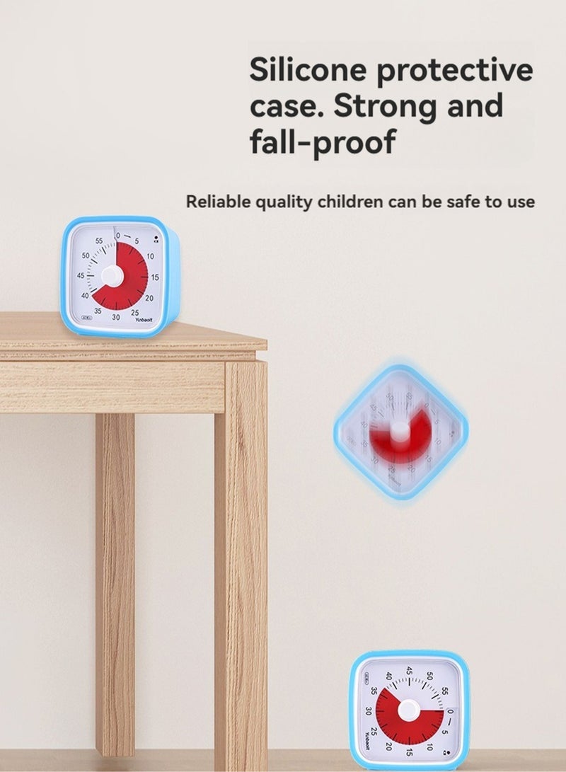 Manual Visual Timer Alarm Clock Suitable For Kitchen Study Etc. (Blue Shell Red Dial)  - Image 5