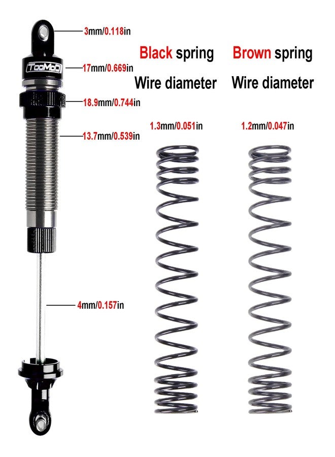 TOOMOD 88mm RC Oil Shock Absorber Damper with Progressive Springs Set Compatible with Traxxas 1/16 Monster Truck Mini Maxx Mini XRT Upgrades Replace(Black) - Image 2