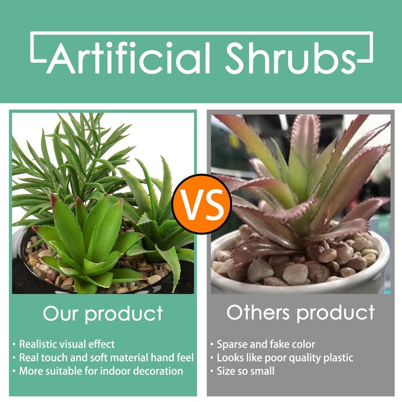 Hollyone Large Artificial Succulents Plants Faux Succulents in Pots Fake Succulent Potted Plants with Black Ceramic Pot for Home Decor Office Desk Bathroom Living Room Indoor & Outdoor Decorations - Image 5
