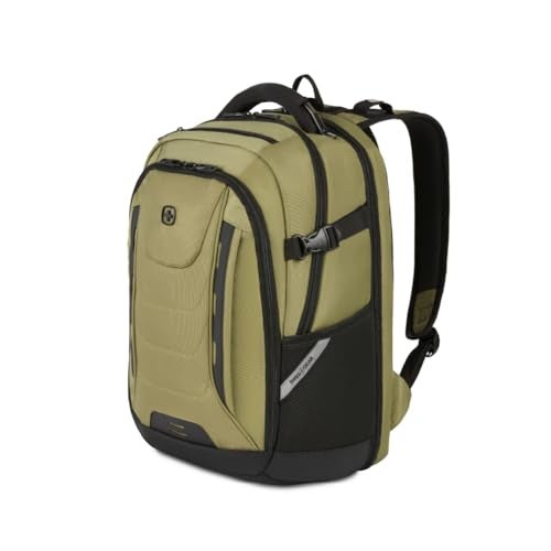 SwissGear Travel Tech Pro Laptop Backpack – Fits Laptops up to 16” – ScanSmart TSA-Friendly Backpack with Multiple Organizer Pockets – Olive - Image 1