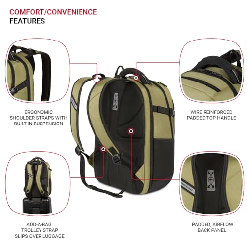 SwissGear Travel Tech Pro Laptop Backpack – Fits Laptops up to 16” – ScanSmart TSA-Friendly Backpack with Multiple Organizer Pockets – Olive - Image 5
