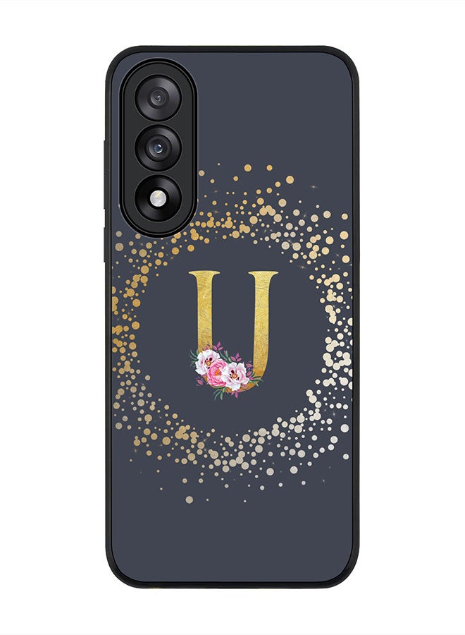 Stylizedd For OnePlus Nord 5 / Ace 5 Ultra Case,Slim fit Camera Protection, Shockproof Thin Phone cover  - Custom Monogram Floral - U  (Grey )