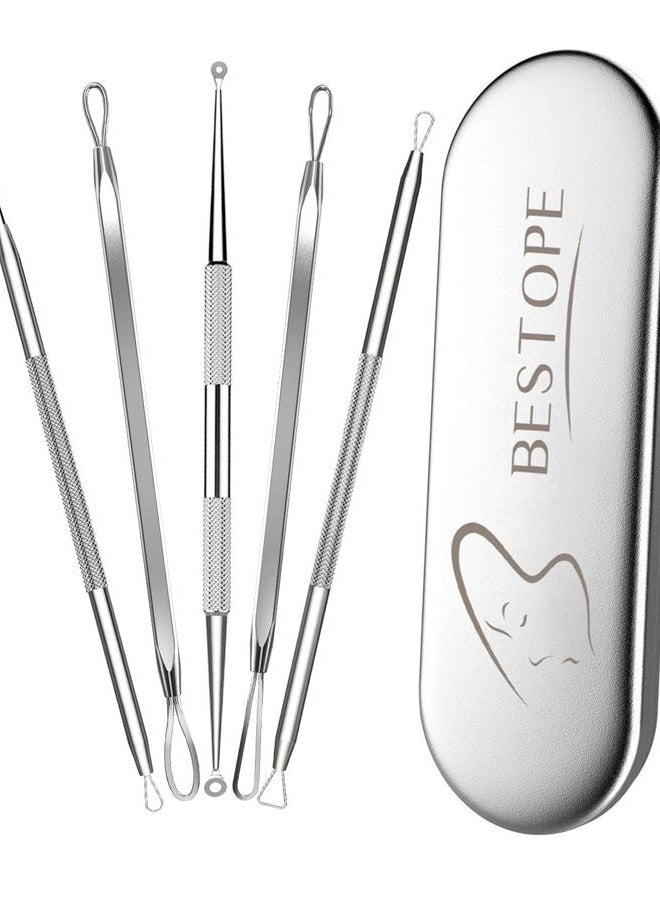 TAYTHI BESTOPE Blackhead Remover Blackhead Removal Pimple Comedone Extractor Tool - Treatment for Blemish Whitehead Popping Zit Removing with Metal Case (Silver) - Image 1