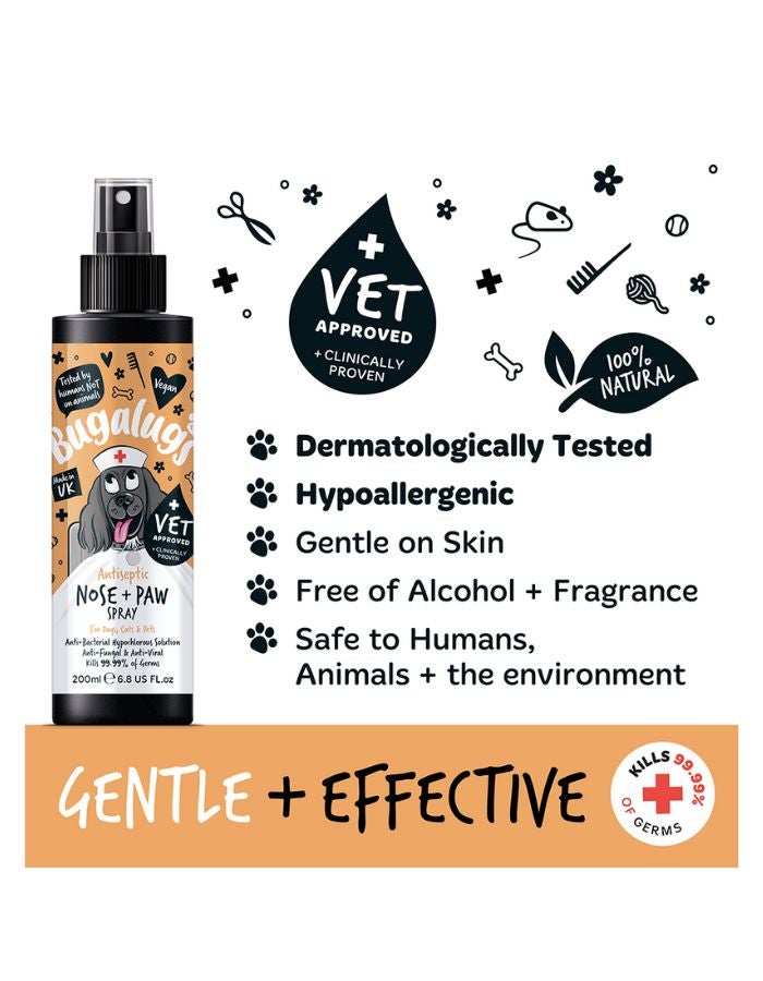 Bugalugs Antiseptic Paw & Nose Spray for Dogs & Cats 200ml – Cleans, Protects & Soothes Sensitive Areas - Image 3