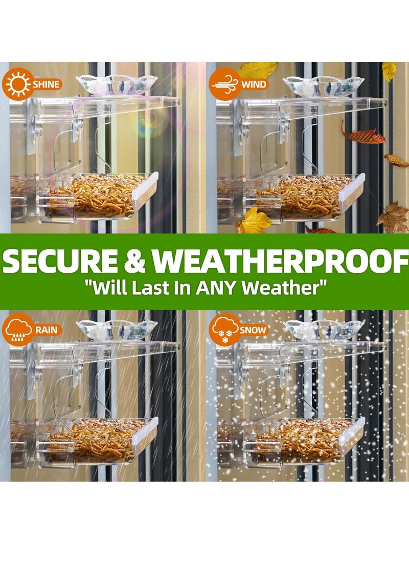 Gerenic - Window Bird Feeder with Non-Marking Self-Adhesive Hooks, Clear Window Bird Feeder for Outside, Transparent Bird House, Outdoor Bird Feeders, Wild Bird Watching Gift, Garden Decor - Image 1