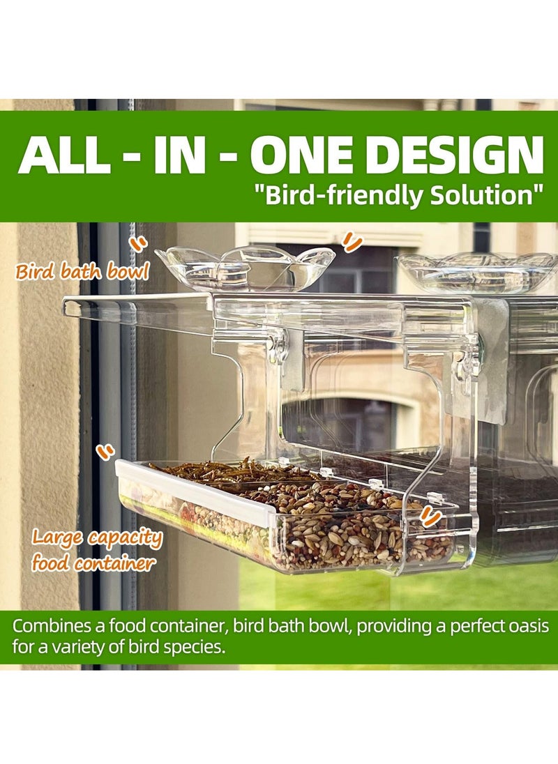 Gerenic - Window Bird Feeder with Non-Marking Self-Adhesive Hooks, Clear Window Bird Feeder for Outside, Transparent Bird House, Outdoor Bird Feeders, Wild Bird Watching Gift, Garden Decor - Image 1