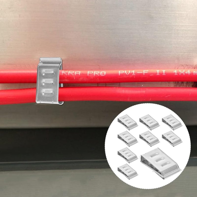 20 قطعة مشابك كابلات الألواح الشمسية المعدنية مشابك أسلاك الطاقة الكهروضوئية - Image 3