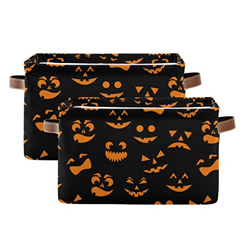 WELLDAY Halloween Basket Cute Halloween Baskets with Handles Collapsible Organizer Box Shelf Storage Baskets for Holiday Home Decor 1PC - Image 2