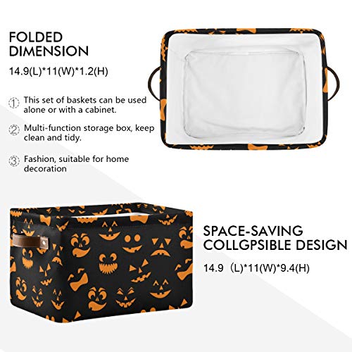 WELLDAY Halloween Basket Cute Halloween Baskets with Handles Collapsible Organizer Box Shelf Storage Baskets for Holiday Home Decor 1PC - Image 3