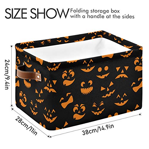 WELLDAY Halloween Basket Cute Halloween Baskets with Handles Collapsible Organizer Box Shelf Storage Baskets for Holiday Home Decor 1PC - Image 4