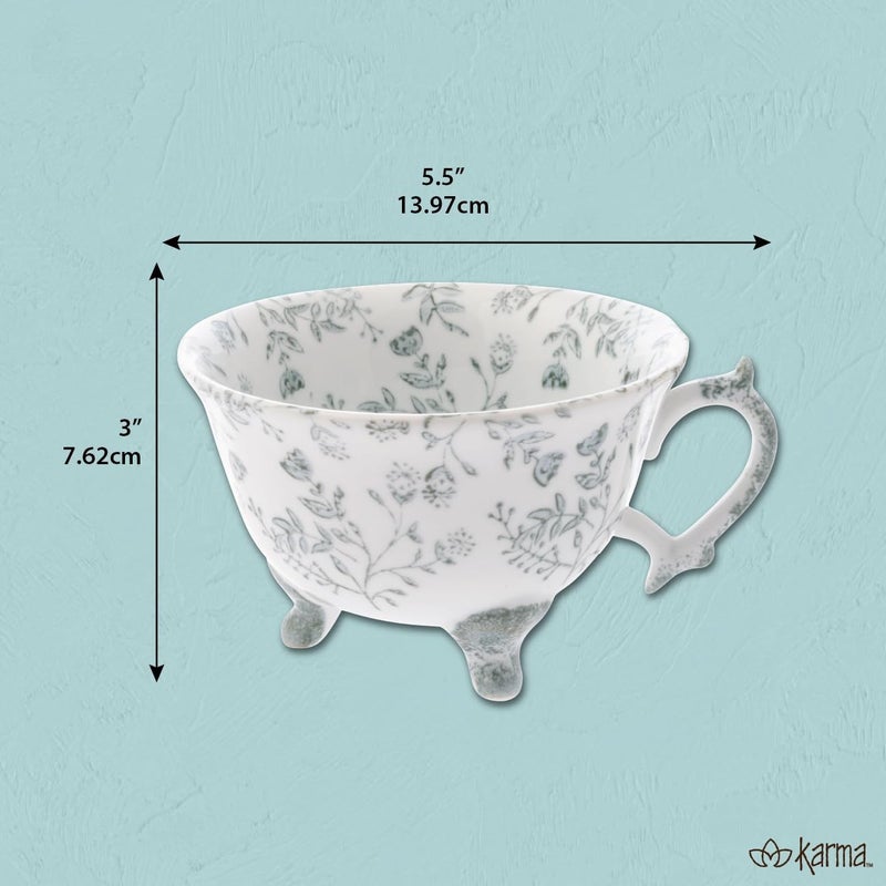 Karma كوب شاي سيراميك مزخرف يدويًا سعة 8 أونصات مزهريات للشاي والقهوة أكواب قهوة سيراميك للنساء والرجال باللون الوردي - Image 2