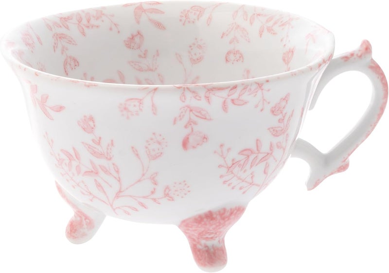 Karma كوب شاي سيراميك مزخرف يدويًا سعة 8 أونصات مزهريات للشاي والقهوة أكواب قهوة سيراميك للنساء والرجال باللون الوردي - Image 1