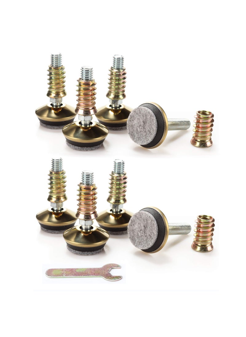 Hot Favorable Hot Favorable Swivel Furniture Levelers  Adjustable Leveling Legs for Tables Chairs Cabinets135 Diameter Base with Felt Pads 3816 Thread Brass 8PK 