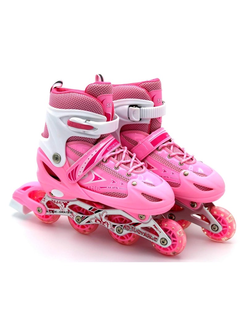 DubaiGallery أحذية رياضية للأطفال بعجلات للتزلج أحذية تزلج للبنات والأولاد مع عجلات وزر دفع مزدوج قابل للتعديل - Image 4