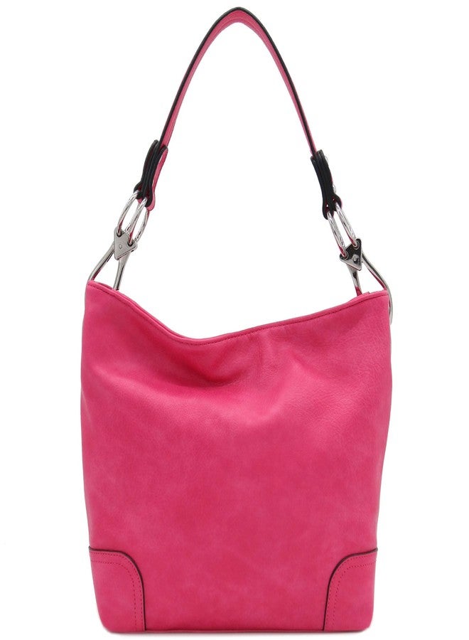 Alyssa Hobo Shoulder Bag with Big Snap Hook Hardware (Fuchsia) - Image 2
