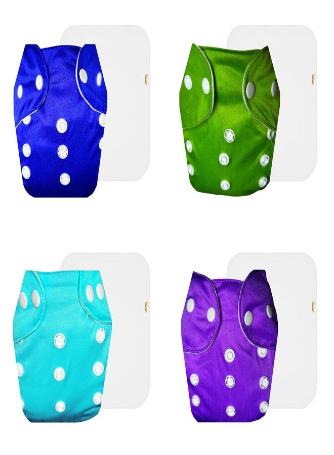 Dumbledo Lite Cloth Diaper with Cotton Insert (Pack of 4) | Hypoallergenic | 6-Layer Absorbent Pad | Adjustable Snaps | Designed by Moms | 3 Months - 2 Years | Unisex Baby - Image 1