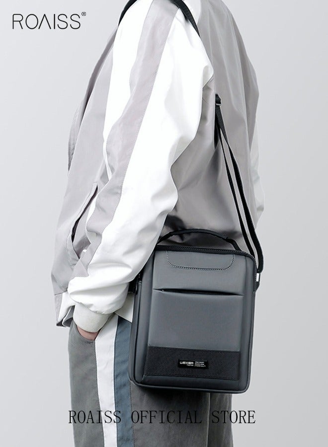 roaiss Men Casual PU Leather Crossbody Bag Vertical Type Square Type Shoulder Bag Men Zipper Buckle PU Leather Messenger Bag Crossbody Shoulder Bag Vintage Handle Bags  - Image 1