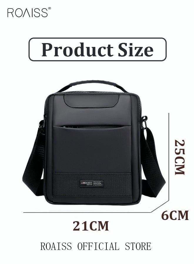 roaiss Men Casual PU Leather Crossbody Bag Vertical Type Square Type Shoulder Bag Men Zipper Buckle PU Leather Messenger Bag Crossbody Shoulder Bag Vintage Handle Bags  - Image 5