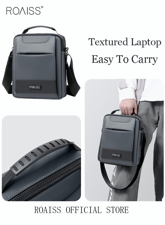 roaiss Men Casual PU Leather Crossbody Bag Vertical Type Square Type Shoulder Bag Men Zipper Buckle PU Leather Messenger Bag Crossbody Shoulder Bag Vintage Handle Bags  - Image 2
