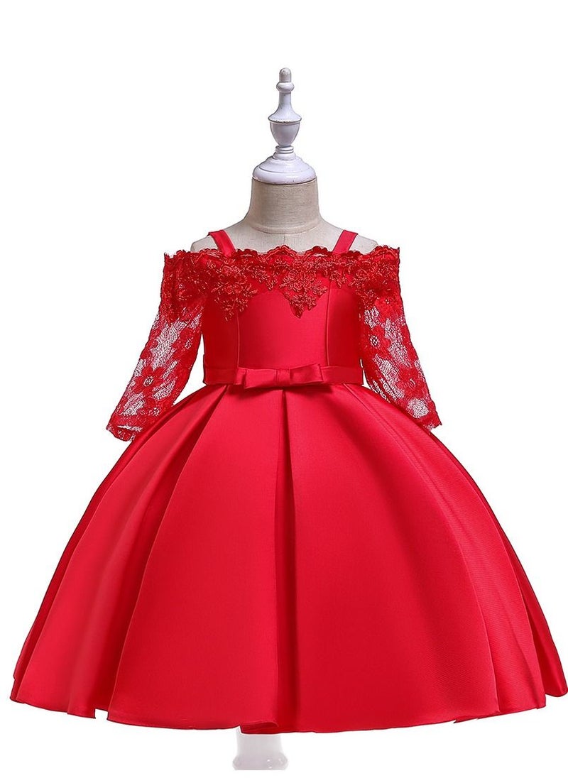 Kids Clothing Satin Elegant Lace Dresses Red Color - pzsku/ZBAC366C2225653573E56Z/45/_/1660221872/f5202414-69fb-4627-9201-25dd68b7b030