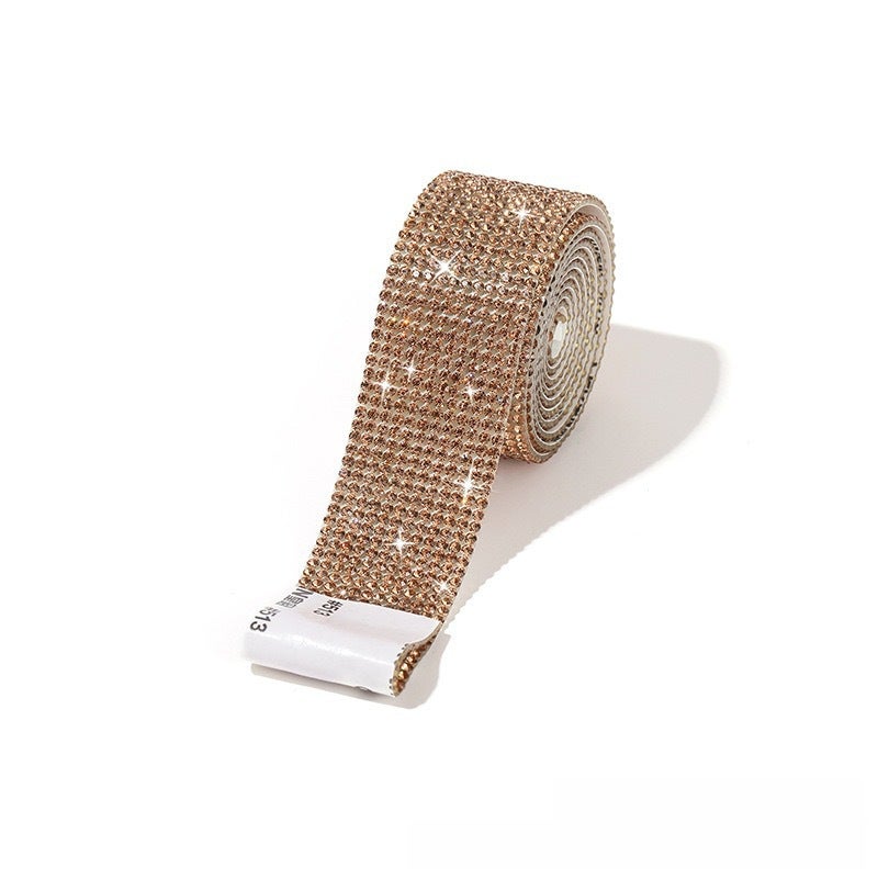 Rhinestone Adhesive Strip Multi-Size Hotfix Lace Chain Light green - Image 4